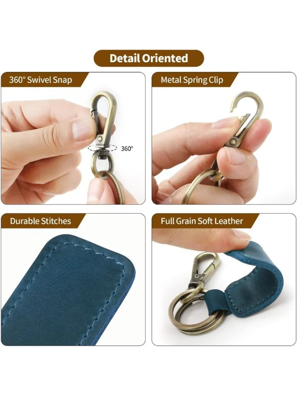 Genuine Leather Universal Key Fob Keychain Holder for Men & Women - Stylish
